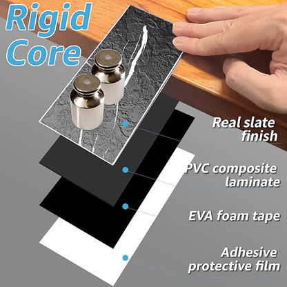 Art3d 102-Piece Faux Stone Peel and Stick Backsplash Tile, Waterproof Thick PVC Stick On Subway Wall Tile for Kitchen Bathroom Laundry Room Fireplace - 3" x 6" Black Marble