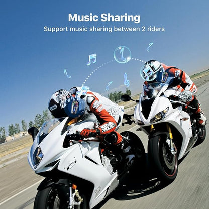 SUOOKC Motorcycle Bluetooth Headset 2 Riders Intercom Headphone Motorcycle Helmet Speakers with Noise Cancellation&Music Sharing for Motorcycling Riding Skiing Climbing