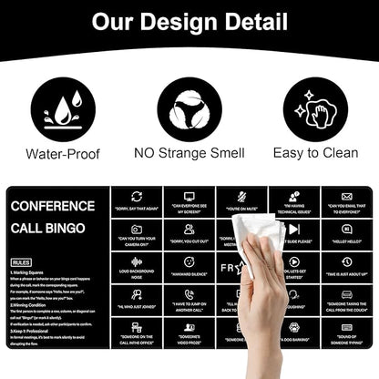 Baziabbo Office Desk Mat,Conference Call Bingo Mouse Pad for Virtual Meetings,Work from Home Computer Accessory，Non-Slip Desk Pad with Stitched Edges for Computer (Bingo)