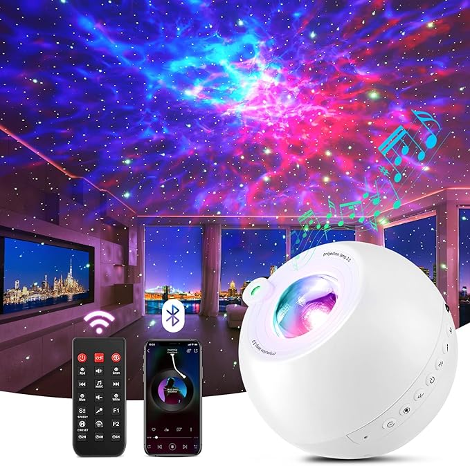 Star Projector Galaxy Light Projector ,15 Colors Star Lights for Ceiling Projector, 15 White Noises Galaxy Projector for Bedroom, Bluetooth+Remote+Timer Stars for Ceiling Projector Lights for Bedroom