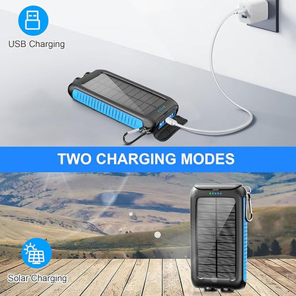 Kepswin Solar-Charger-Power-Bank-49800mAh Portable Solar Phone Charger with LED Flashlight/15W Fast Charge USB C Waterproof External Backup Battery Pack for All Cell Phones & Electronic Devices