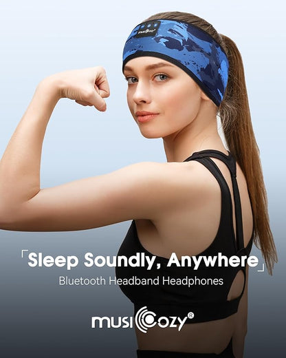 MUSICOZY Bluetooth 5.4 Sleep Headband Headphones, Wireless Sweatproof Earbuds for Sleeping, Sports, Workout, Running, Travel, Yoga - Ideal Gift for Men & Women