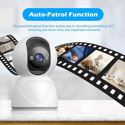 GUOANVISION 3MP Indoor Security Camera, 5G WiFi 360° Pan/Tilt Home Cameras for Baby Monitor/Pet/Elder/Kids/Bedroom, Auto-Focus and Zoom,Motion Tracking,2-Way Audio,Siren,3 Night Vision,Cloud&SD Card