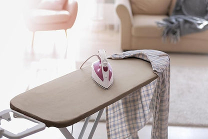 Encasa XO Ironing Board Cover and Pad 28"x12" - 4mm Felt Mini Iron Board Cover with Padding - Heat Resistant, Stain-Safe Dye, Non Slip Elastic Bungee Cord Tightening Iron Table Cover Beige