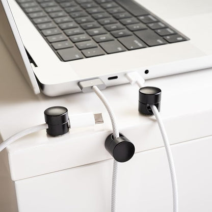 ICONIT Cable Anchors for Desk Organization Black | Premium Aluminum Cord Organizers | Charger + Cable Management Clips for Home & Office | Stylish, Sturdy, & Functional | (3 Pack)