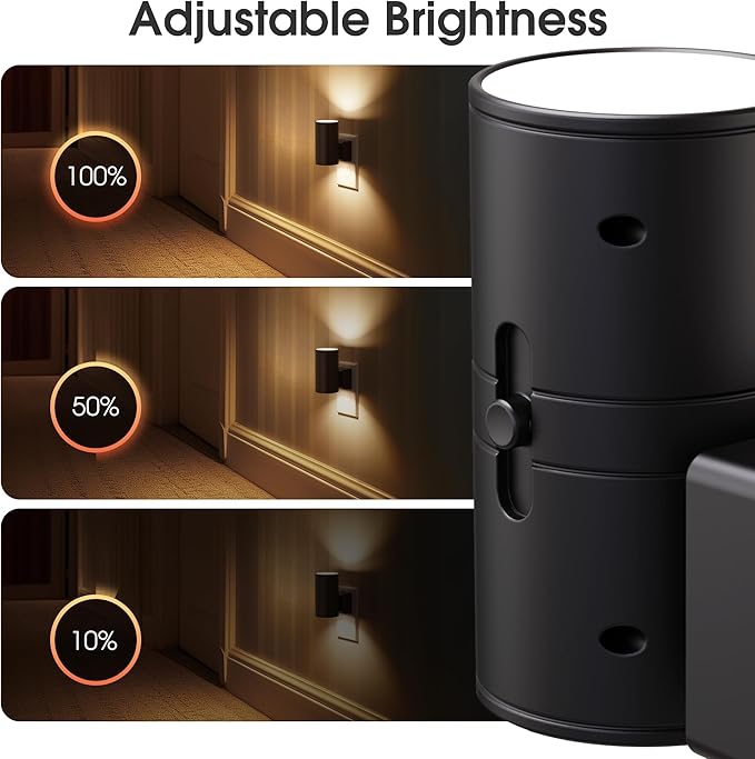 Briignite Night Lights Plug into Wall, Modern LED Night Light Plug in, Dusk to Dawn Sensor, Soft White 3000K, 0-100LM Adjustable Brightness, Dimmable NightLight for Hallway, Bedroom, Stairway, 4 Pack