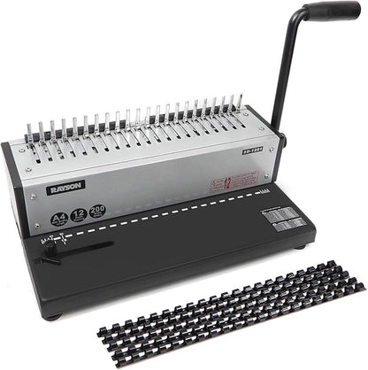 Rayson SD-1201 Binding Machine Punching and Binding with Combs Set - 21 Hole/ 200 Sheets Paper Comb Binder