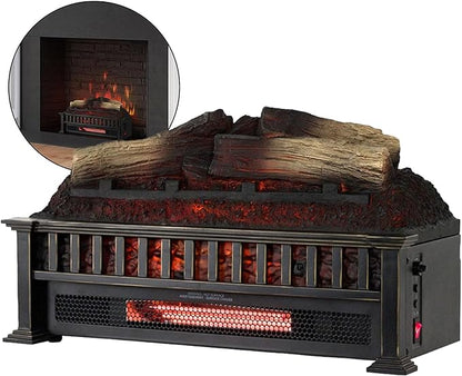 Country Living 23 inch Electric Log Set | Crackling Sound | 1000 Sq Ft Heater | Faux Logs Insert with Infrared Flames for Existing Fireplaces | Remote Control Included
