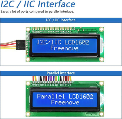 FREENOVE I2C IIC LCD 1602 Module (2 Pack), New Type TWI Serial 16x2 Display, Compatible with Arduino Raspberry Pi Pico ESP32 ESP8266