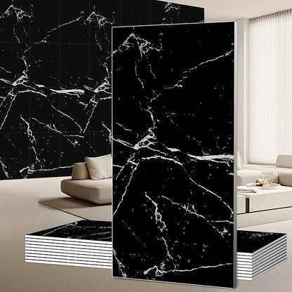 Wall Panels Peel and Stick，PVC imitation artificial marble tiles sticker，30 pcs 23.6" L x 11.8" W，Heat-Resistant Backsplash Tile，Ideal for Kitchen Bathrooms Living Rooms Bedrooms. (Lapis Niger, 30pcs)