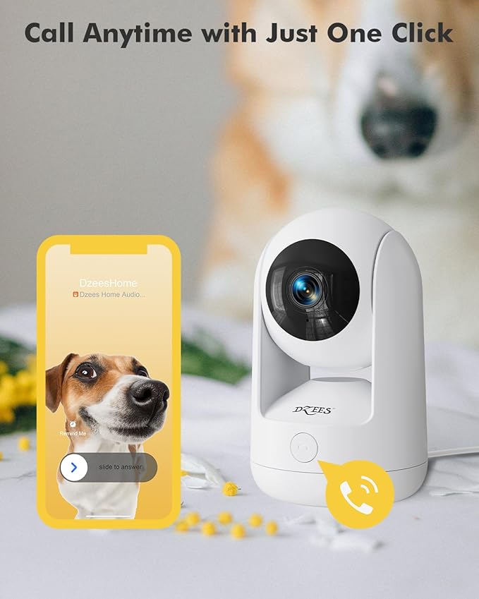 Dzees 5G/2.4G WiFi Indoor Security Camera Pet Camera No Subscription, 2K 360° WiFi Cameras, Wired Dog Pet Camera with Phone App, MagicPix Night Vision, Calls, 2-Way Audio, 24/7, Motion Tracking