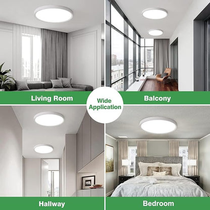 4PK 15.8 Inch LED Flush Mount Ceiling Light, 32W, 3480LM, 3000K/4000K/6000K CCT Selectable, Round Flat Panel Light Low Profile Ceiling Light Fitures for Hallway, Kitchen, Bedroom, Laundry Room