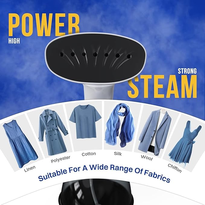 Rolipo Steamer for Clothes 1350W, Clothes Steamer for Home, Office, Travel, Upgraded 400ML Large Capacity Water Tank, Wrinkle Remover
