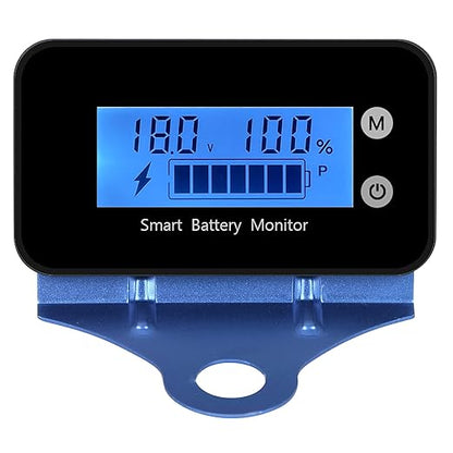 IPX7 Waterproof Battery Monitor with Bracket 7-100V,Car Motorcycle Golf cart Battery Meter Digital Battery Capacity Remaining Capacity Percentage Tester with Buzzer Alarm and Temperature