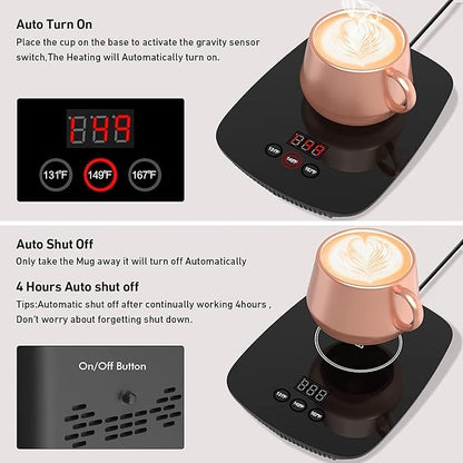 Coffee Mug Warmer for Desk with Heating Function 25 Watt Electric Beverage Warmer with Adjustable Temperature 131℉/ 55℃or 167℉/ 75℃ (Without Mug)