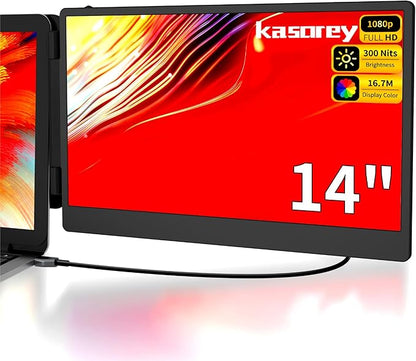 New Upgraded Laptop Screen Extender Portable Monitor,1080P FHD IPS Screen,Monitor Extender for Laptop,Fit for 13-17" Laptops, Plug & Play Compatiable with Wins/Mac/Android/Switch (Dual 14")