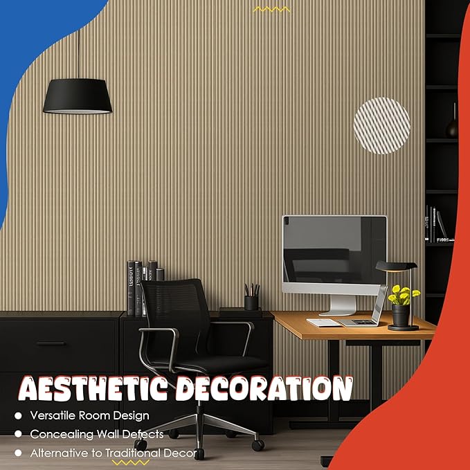 5 Pack Acoustic Panels,47.2x23.6x0.4 inch Acoustical Wall Panels,Large Soundproof Panels,Self-Adhesive Sound proof Panels for Walls,Acoustic Treatment for Recording Studio&Office,Camel