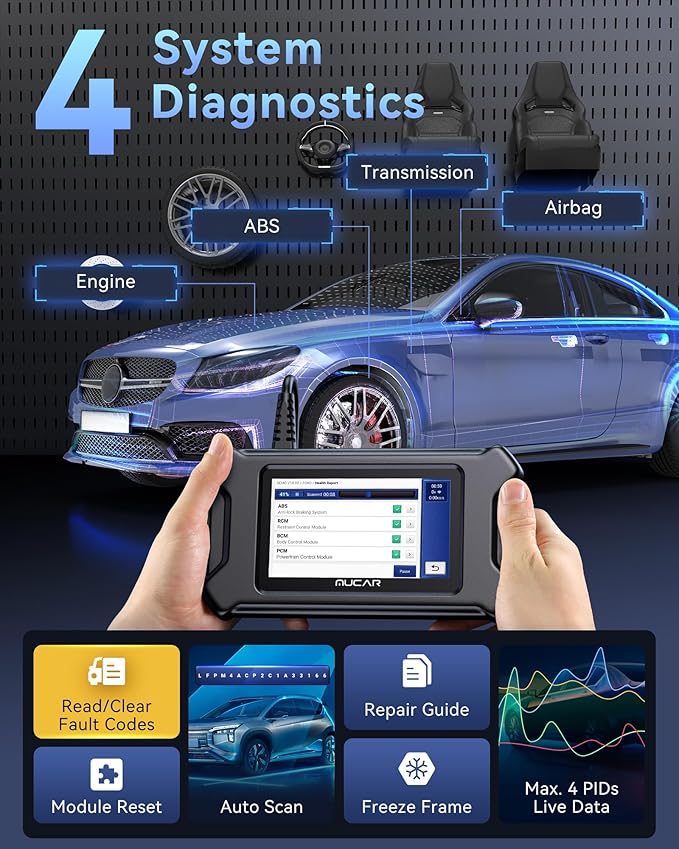 MUCAR CS90 OBD2 Scanner Diagnostic Tool with 28+ Reset Services, Oil/EPB/SAS/BMS/Injector, ABS Bleeding, Throttle Relearn, ABS SRS Engine Transmission Code Reader, FCA AutoAuth, Lifetime Free Update