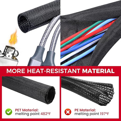 Automotive Wire Sheathing Split Wire Loom Braided Mesh Woven Cable Sleeve for Wires/Cable Cord Protector (5/16" - 22 Feet)