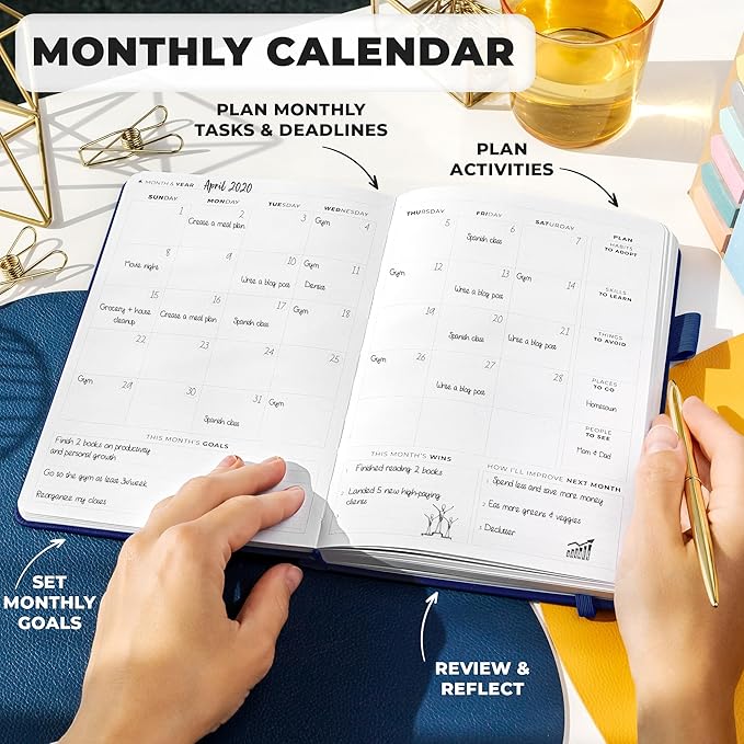 Clever Fox Planner Premium Edition – Undated Luxurious Weekly & Monthly Planner to Increase Productivity and Hit Your Goals – Organizer – Start Anytime, A5, Lasts 1 Year, Navy Blue (Weekly)