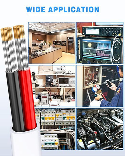 NAOVEO 16 Gauge Wire 2 Conductor Electrical Wire, 16 AWG Stranded PVC Tinned Copper Cable, Flexible/Low Voltage Automotive Wiring for LED Lamps, Marine, Speaker, Appliances (100FT)