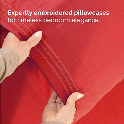 Twin Size 3 Piece Sheet Set - Comfy Breathable & Cooling Bed Sheets Set - Hotel Luxury Bedding for Women, Men, Kids, Teens, Boys and Girls - Deep Pockets, Ultra-Soft & Wrinkle Free - Oeko-Tex - Red