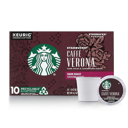 Starbucks Dark Roast K-Cup Coffee Pods — Caffè Verona for Keurig Brewers — 1 box (10 pods)
