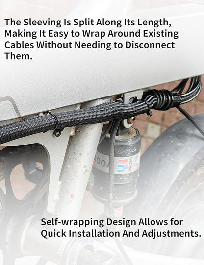 Cable Management Split Wire Loom Sleeve - Cord Hider & Protector for Desk, Pet Chew Proof, Wire Cover Organizer, Flexible Tube for Wires and Cables (5/16 Inch 25FT, Black)