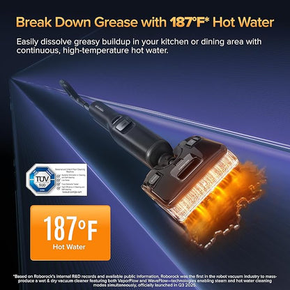 roborock F25 Ultra Steam Wet Dry Vacuum Cleaner, 356°F Steam Mop & 187°F Hot Water Cordless Vacuum Mop All in One, Floor Washer with Blue Light, 194°F Self-Cleaning, 180° Lay-Flat, AI Assitant Wheels