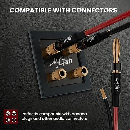Mygatti 14/2 Gauge Speaker Wire 20FT, 14/2 AWG 2 Conductors OFC Pure Copper Electrical Red Black Cable for Car Speakers Stereo, Home Theater, Automotive Wire, Aluminum Foil Shield, Flexible Clear PVC