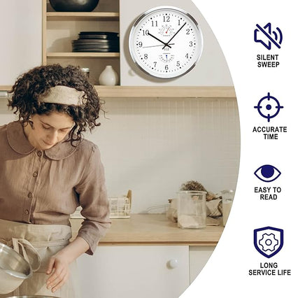 HITO 14 Inch Silent Wall Clock Battery Operated, Large Wall Clock for Living Room Decor, Office, Classroom, Bedroom