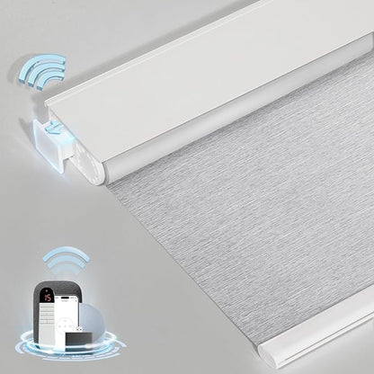 MANSNIX Smart Motorized Blinds with Remote, Cordless No-Drill Automatic Roller Shades, Blackout Electric Blind for Windows, Grey, 48 x 72