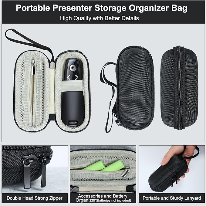ELISWEEN Wireless Presenter with Carry Case, Presentation Clicker with Protective Storage Bag, Presentation Remote for Powerpoint, Mac, Computer, Laptop