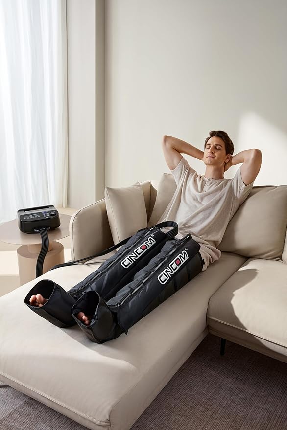 CINCOM Air Compression Recovery System - 6-Zone Professional Dynamic Pressure Leg Massager Boots for Circulation Improvement & Muscle Recovery, Compression Therapy for Athletes, FSA-HSA Eligible