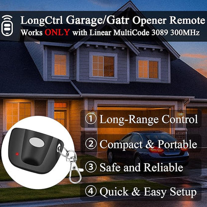 3-Pack 300MHz 10 dip Switch for Multicode Garage Gate Door Opener Remote Control, Replacement for 3089,3070,3060,308911,MCS308911,MCS306010,MCS3070 Gate Clicker with Keychain.