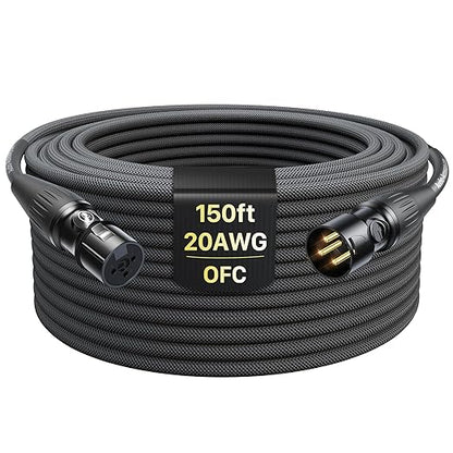 XLR Cables 150ft 1 Pack, Professional Gold-Plated Rean Connectors from Neutrik, Kevlar-Reinforced Nylon Braided Microphone Cable, Mic Cable, Durable Shielded and Balanced XLR Male to Female Cord