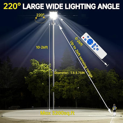 JAYNLT Y-5200W Solar Street Lights Outdoor,520000LM 6500K Commercial Parking Lot Lights Dusk to Dawn, Waterproof Solar Security Flood Lamps with Motion Sensor and Remote for Yard, Garage, Driveway