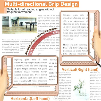 5X Full Page Magnifying Glass for Reading, Lightweight Rectangular Magnifier Provides Large Book Page Viewing Area, Handheld Magnifier for Reading Small Print for Seniors, Low Vision-Rose Gold