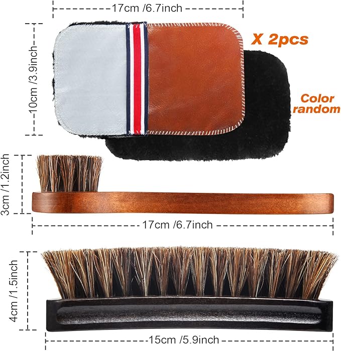 4 Pcs Horsehair Shine Shoes Brush Kit Polish Dauber Applicators Cleaning Leather Shoes Boots Care Brushes Suede Cleaner Brush with Microfiber Shoe Gloves(4 Pcs Style D)