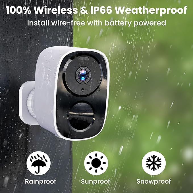 2025 Upgraded 2K Security Cameras Wireless Outdoor, Free Cloud Storage, 1-6 Months Battery Life, Waterproof, 2-Way Talk, AI Motion Detection Spotlight Siren Alarm Cameras for Home Security