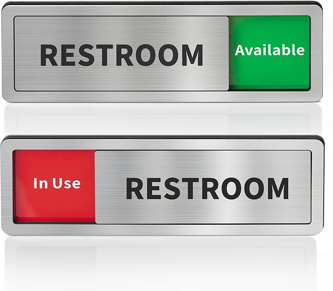 Restroom Sliding Door Signs Do Not Disturb, In Use/Available Slider Sign for Business Home Office Wellness Vacant Occupied Privacy Slide Door Sign，Brushed Silver