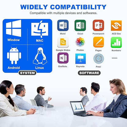Wireless Presentation Clicker with Telescopic Pointer Stick,Rechargeable Presenter Remote Light Pointer with Touch Screen Stylus Pen and Digital Display,USB Slide Clicker for PowerPoint MAC PC Laptops
