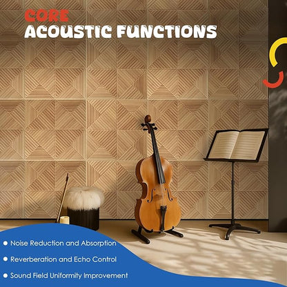6 Pack Large Acoustic Panels,23.6 x 23.6 Inches Soundproof Wall Panels,Decorative Sound Panels,Self-Adhesive Acoustic Wall Panels,Decorative Soundproof Panels for Home Studio Office,Log color