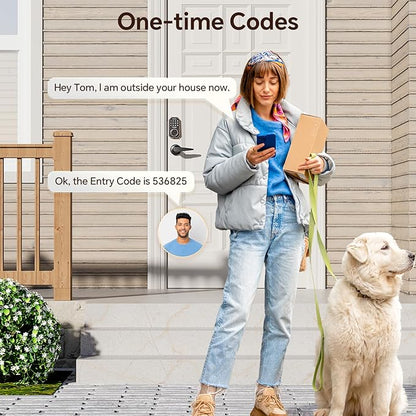 VCHOO Keyless Entry Door Lock Set Smart Locks for Front Door Keypad Door Lock with Handle Auto Lock One Time Password Anti Peeping Password IP54, Bronze