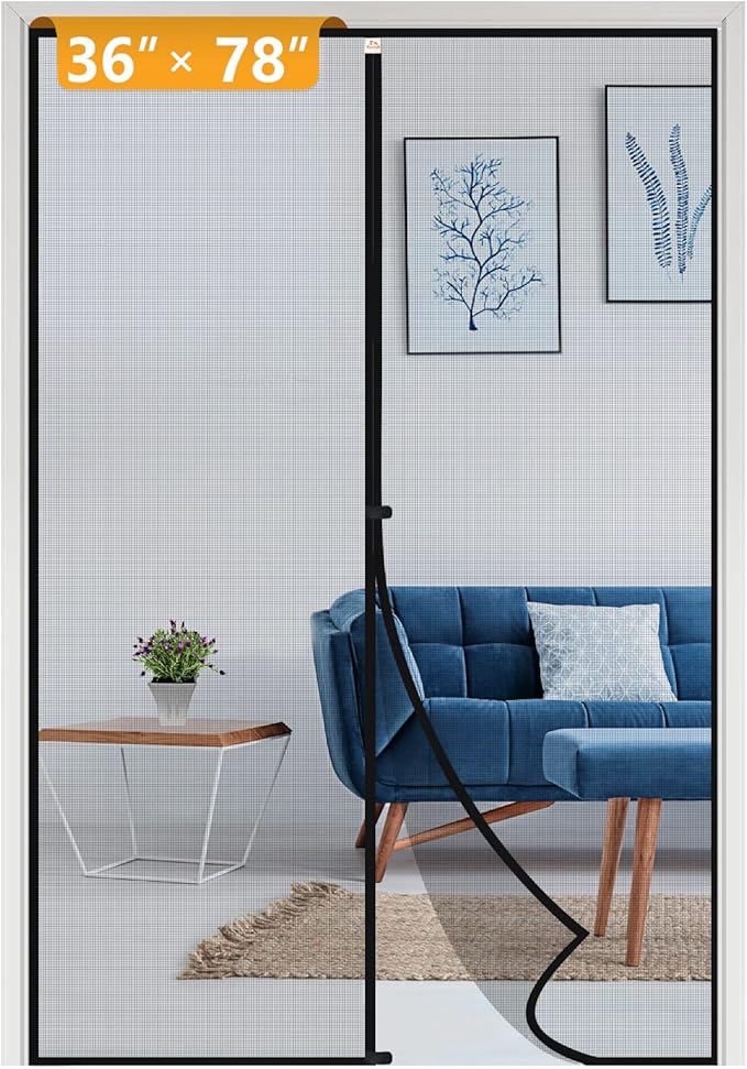 Yotache Magnetic Screen Door Fits Door Size 36 x 78, Screen Size 38" x 79" Reinforced Fiberglass Net Curtain with Magnets