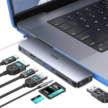 USB C Adapter Hub for MacBook Pro Air 2025-2018, Mac Adapter Multiport for MacBook 13" 15" 16", Mac Accessories Hub 8 in 2 with HDMI Thunderbolt 3 USB-C USB 3.0 2.0 SD/TF Card Reader