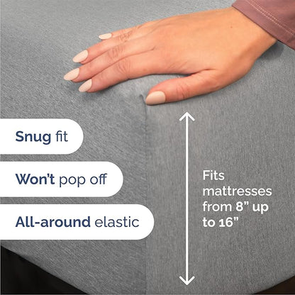 Queen Size 4 Piece Sheet Set - Comfy Breathable & Cooling Bed Sheets Set - Hotel Luxury Bedding for Women, Men, Kids, Teens, Boys & Girls - Deep Pockets, Soft & Wrinkle Free - Grey (Heathered Sheets)