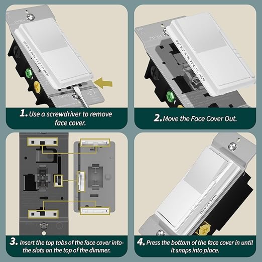 TOPGREENER Dimmer Light Switch, LED Dimmer Switches for 300W Dimmable LED/CFL Lights and 600W INC/HAL Bulbs, Single Pole/3-Way,Neutral Wire Not Required, Wall Plate Included, UL Listed, 2 Pack,White
