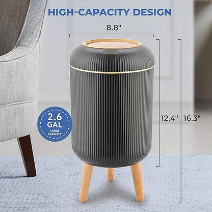 Pukomc Smart Sensor Wastebasket, Convenient and Hygienic Easy to Use, Technology Sensor Waterproof Wastebasket Plastic Trash can for Kitchen, Bathroom, Bedroom, Living Room, Office and Outdoor Black