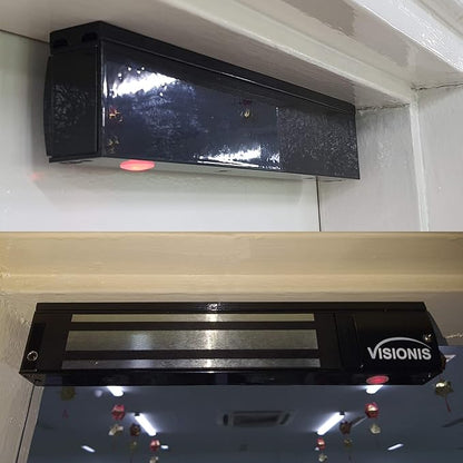 Visionis VS-VISML600LED-BL Indoor 600lbs Black Electromagnetic Lock with LED Sensor for Door Access Control